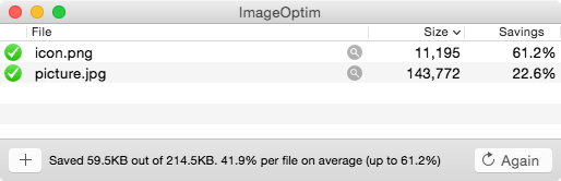ImageOptim, This tiny and powerful app, removes EXIF information and compresses PNG and JPEG images to the smaller sizes possible, so they load fast, without losing quality. ImageOptim is completely free.